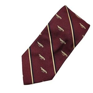 ECHO Men's 100% Silk Alligator Novelty Burgundy Striped Necktie Tie 57" x 4"